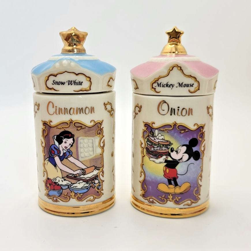 Lenox Disney Spice Jars  Cinnamon & Onion Snow White & Mickey Mouse BNIB2