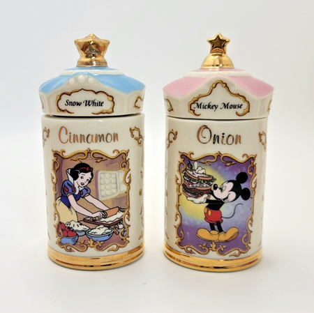 Lenox Disney Spice Jars  Cinnamon & Onion Snow White & Mickey Mouse BNIB2