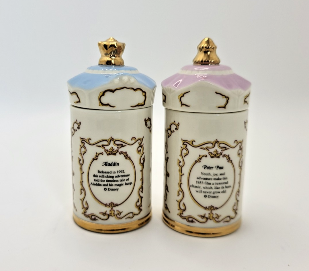 Lenox Disney Spice Jars Curry & Oregano Aladdin & Peter Pan Brand New In Box6