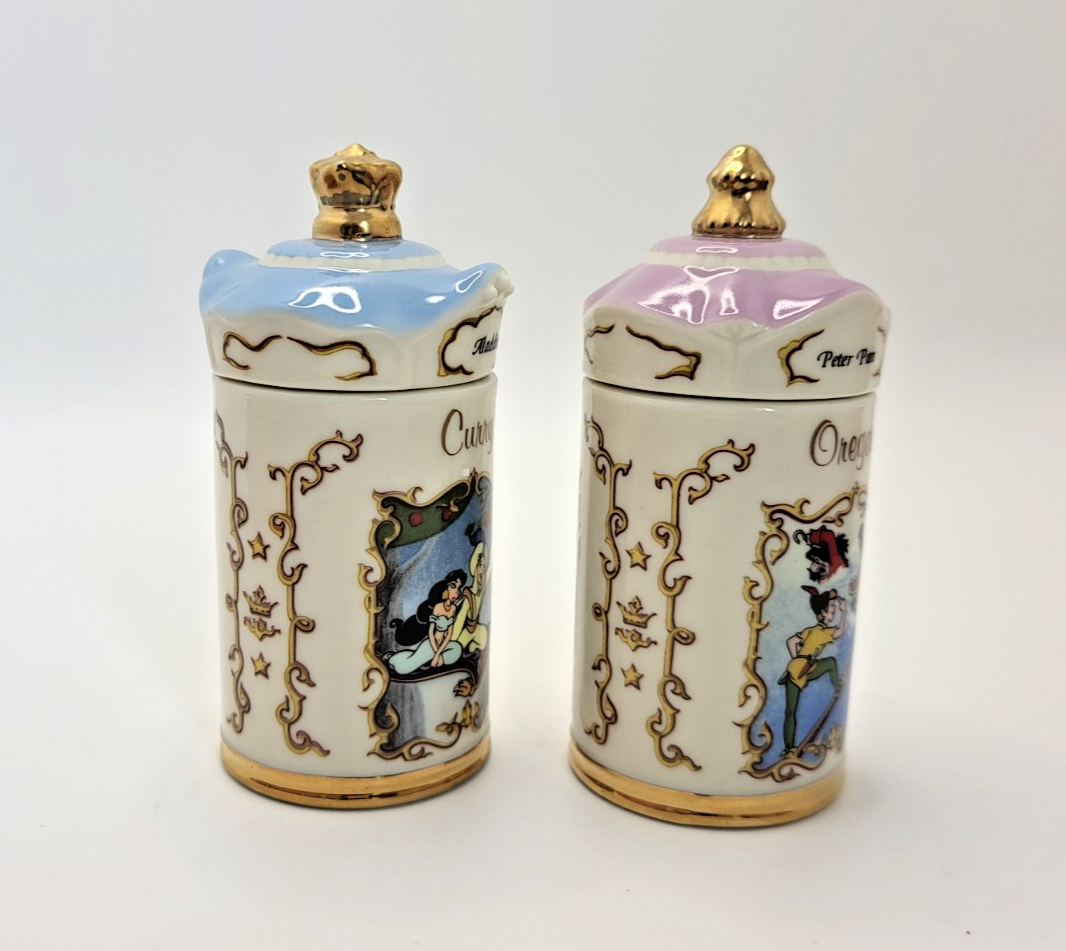 Lenox Disney Spice Jars Curry & Oregano Aladdin & Peter Pan Brand New In Box8