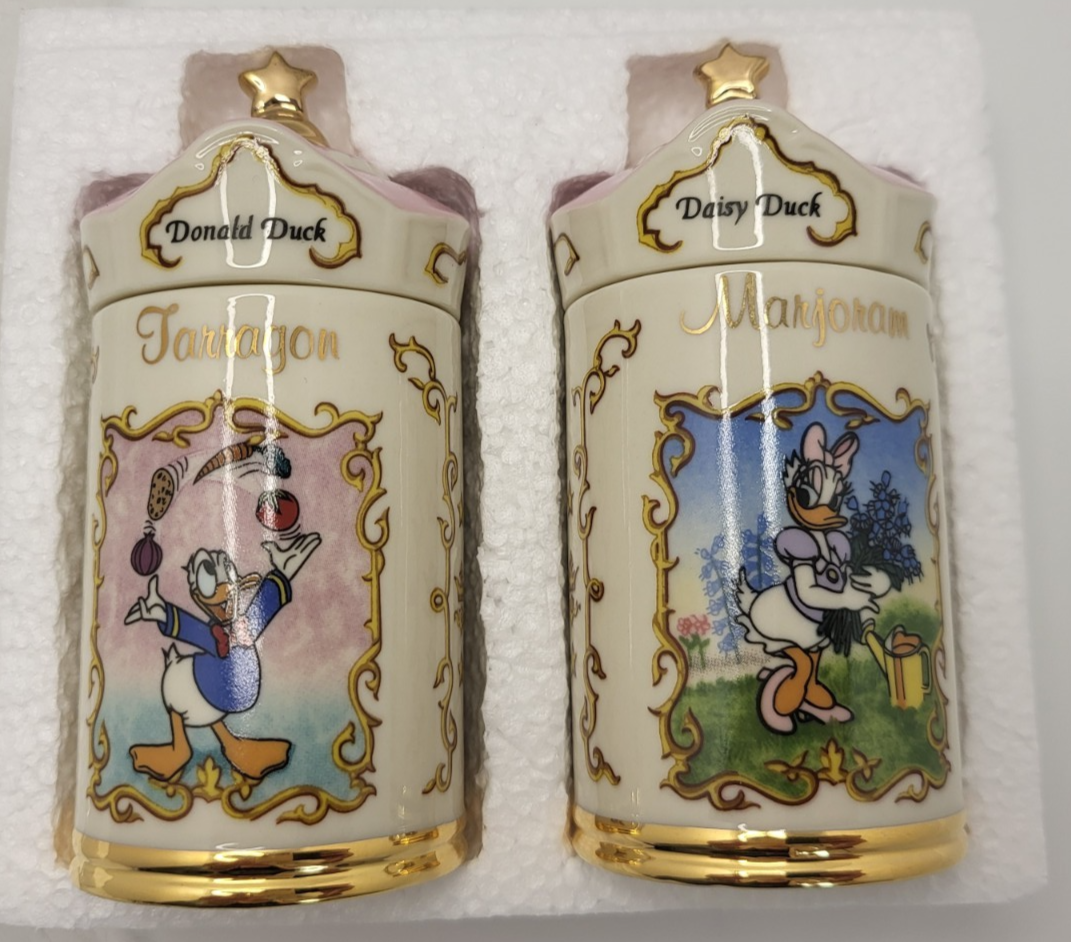Lenox Disney Spice Jars Marjoram & Tarragon Donald & Daisy Duck Brand New In Box15