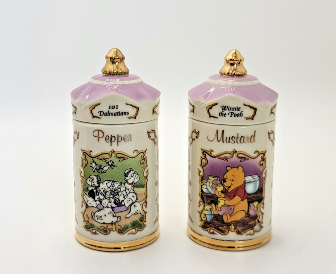 Lenox Disney Spice Jars  Pepper & Mustard  101 Dalmations & Winnie The Pooh BNIB2