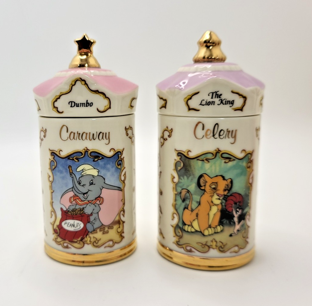 Lenox Disney Spice Jars Dumbo Simba Caraway & Celery Boxed 1995 Porcelain Unused1