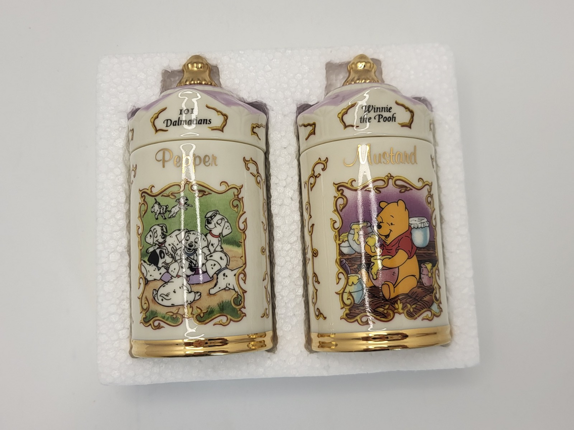 Lenox Disney Spice Jars  Pepper & Mustard  101 Dalmations & Winnie The Pooh BNIB15