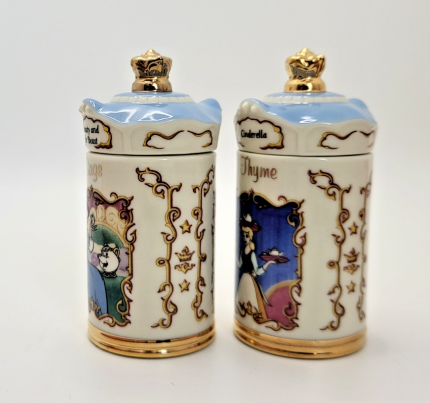 Lenox Disney Spice Jars Sage & Thyme Beauty & The Beast Belle & Cinderella BNIB3