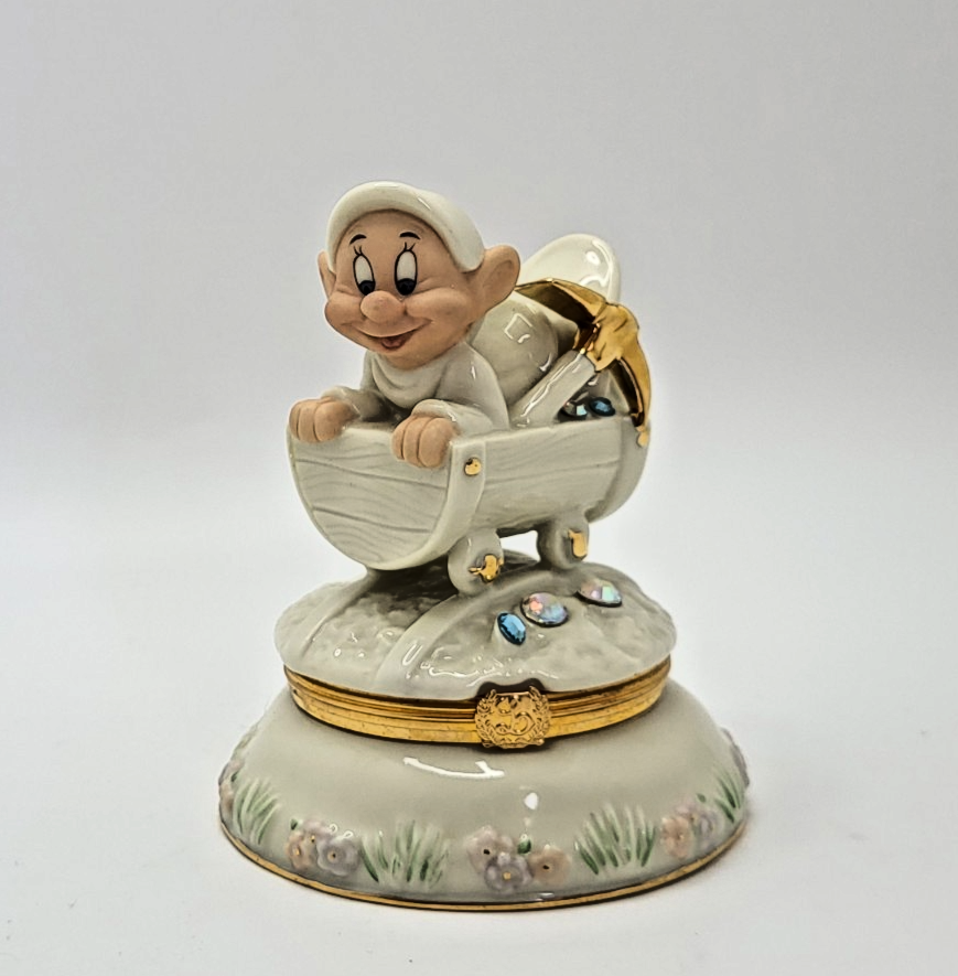 Lenox Disney Dopey Treasure Box Snow White COA COMPLETE Trinket Box With Charm2
