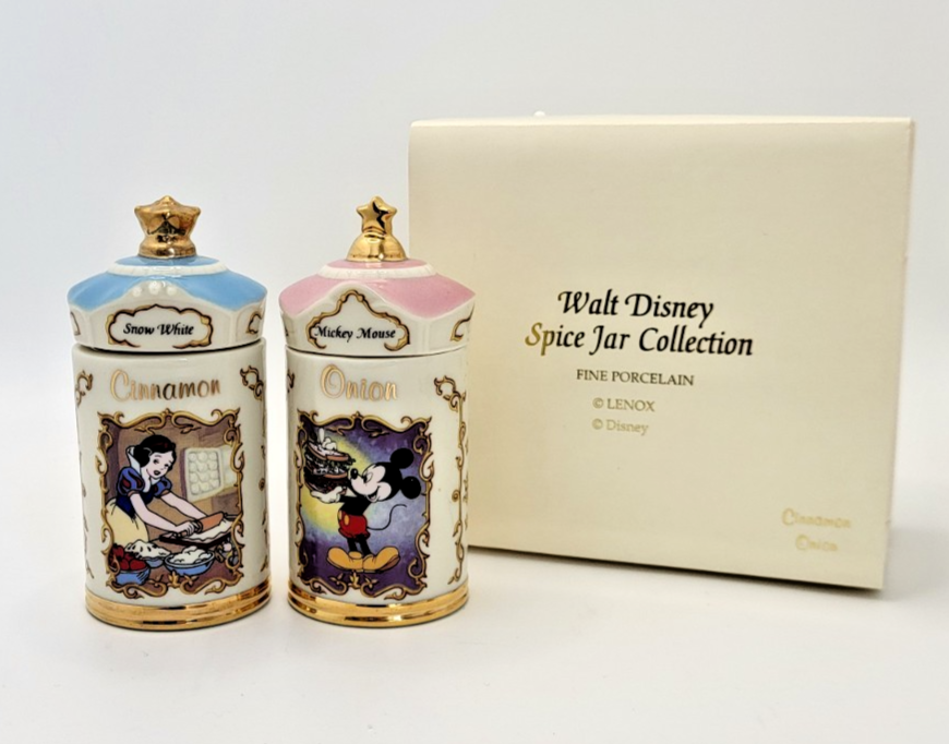 Lenox Disney Spice Jars  Cinnamon & Onion Snow White & Mickey Mouse BNIB1