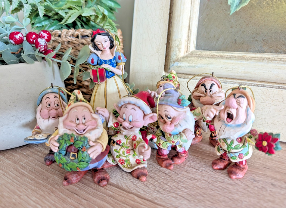 Disney Traditions Snow White and Seven Dwarfs Christmas Ornaments – Complete Set of 8