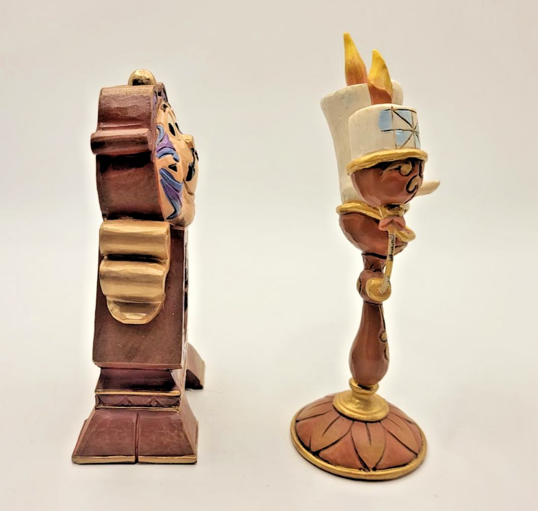 Disney Traditions Lumiere & Cogsworth Figurines Ooh La La Keeping Watch Boxed10