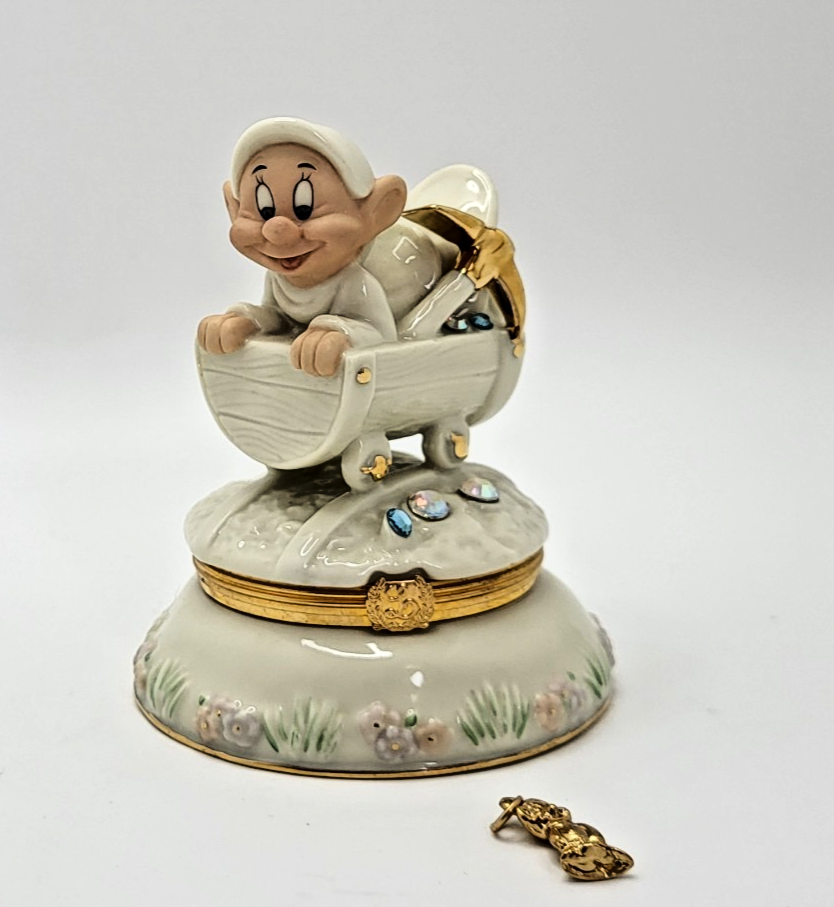Lenox Disney Dopey Treasure Box Snow White COA COMPLETE Trinket Box With Charm1