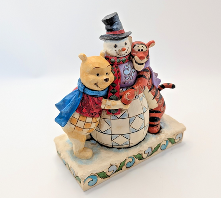 Disney Traditions Winter Hugs Pooh Tigger snowman 4033265 boxed figurine - three-quarter view