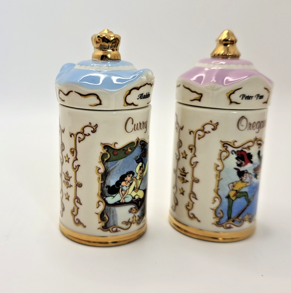Lenox Disney Spice Jars Curry & Oregano Aladdin & Peter Pan Brand New In Box11