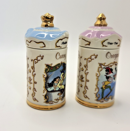 Lenox Disney Spice Jars Curry & Oregano Aladdin & Peter Pan Brand New In Box11