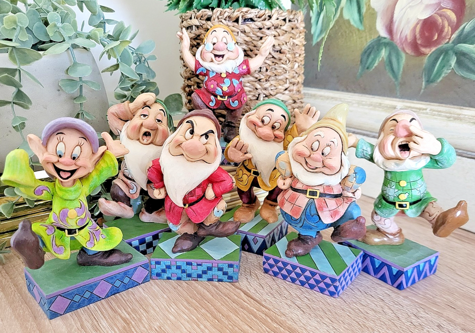 Disney Traditions Jim Shore 7 Dwarfs Dancing Set COMPLETE Snow White Doc Grumpy0