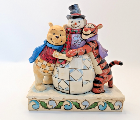 Disney Traditions Winter Hugs Pooh Tigger snowman 4033265 boxed figurine - rear view