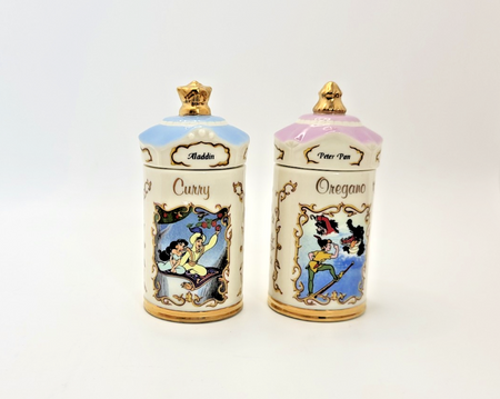Lenox Disney Spice Jars Curry & Oregano Aladdin & Peter Pan Brand New In Box1