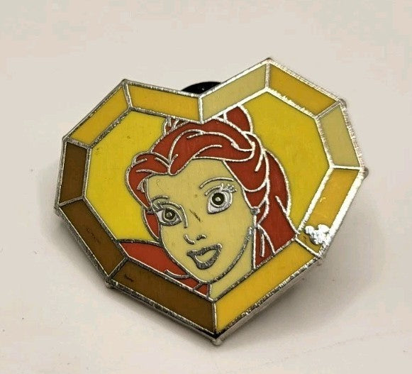 Disney Hidden Mickey Pin Belle Beauty and the Beast Stained Glass Heart Princess0
