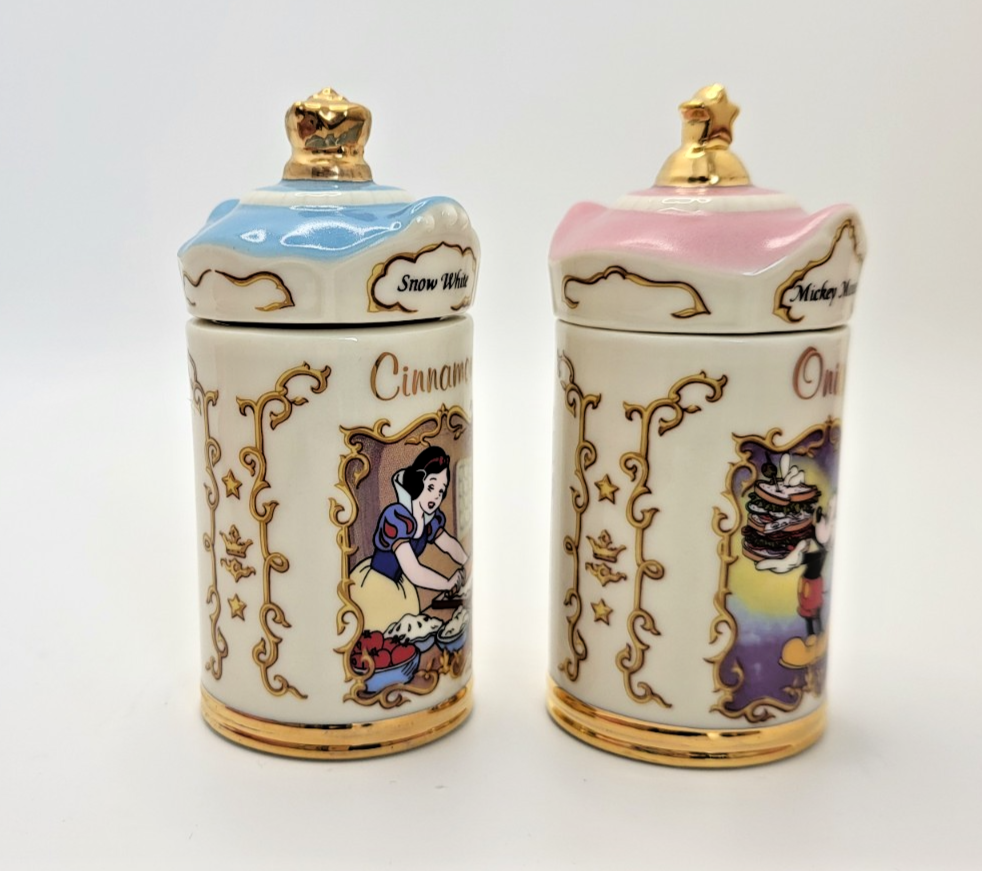 Lenox Disney Spice Jars  Cinnamon & Onion Snow White & Mickey Mouse BNIB8