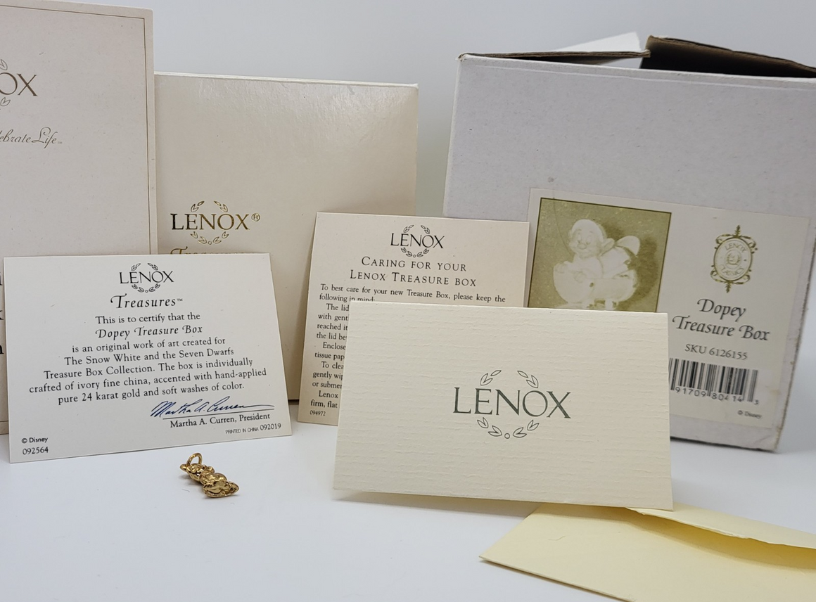 Lenox Disney Dopey Treasure Box Snow White COA COMPLETE Trinket Box With Charm12