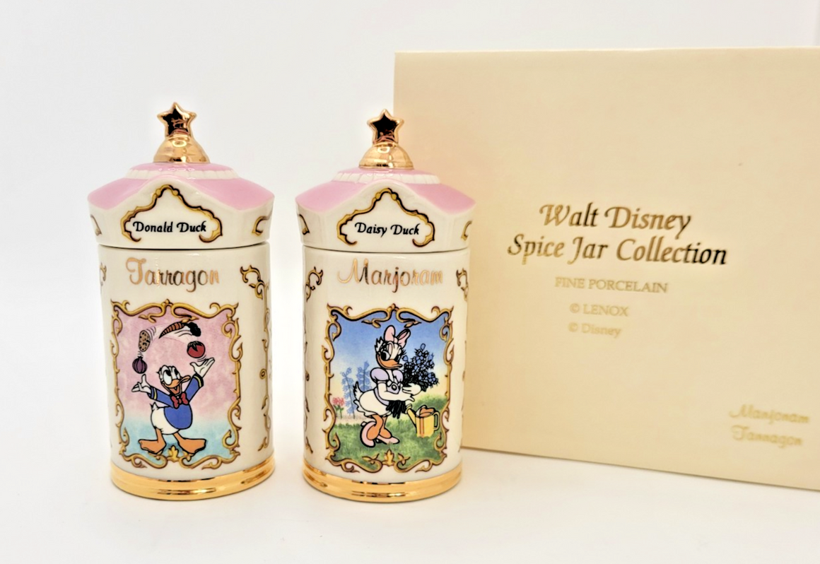 Lenox Disney Spice Jars Marjoram & Tarragon Donald & Daisy Duck Brand New In Box0