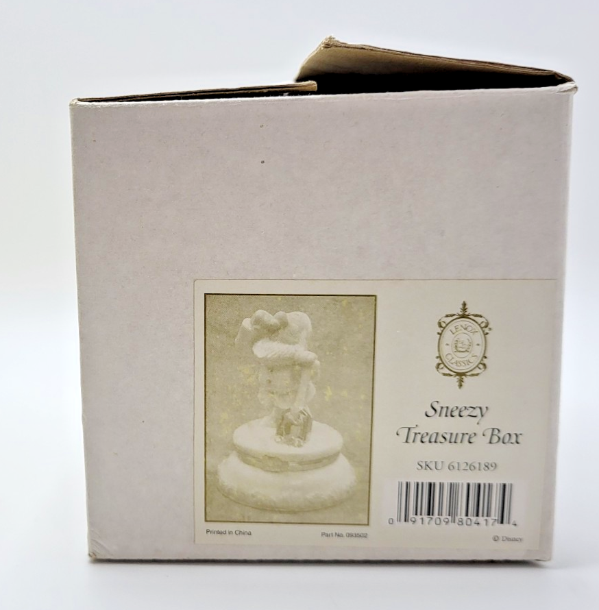 Lenox Disney Classics Sneezy Treasure Box COMPLETE Box Papers Charm Snow White23