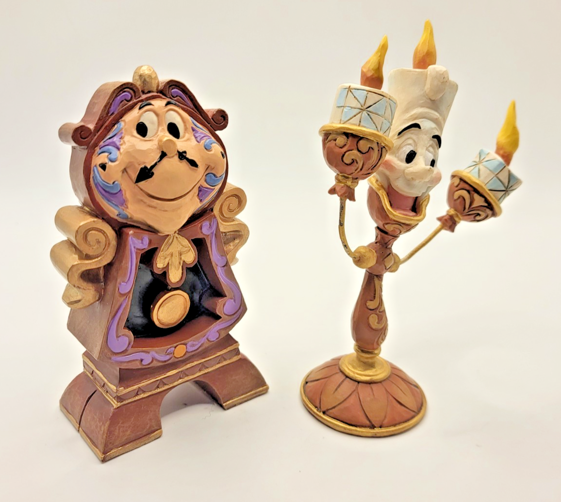 Disney Traditions Lumiere & Cogsworth Figurines Ooh La La Keeping Watch Boxed11