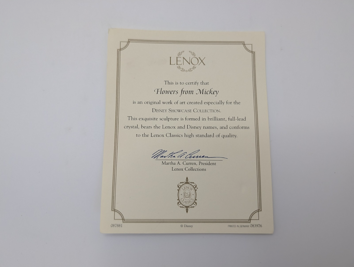 Lenox Disney Flowers from Mickey Mouse crystal figurine 409790 boxed with certificate - view 14