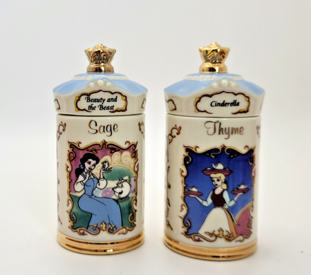 Lenox Disney Spice Jars Sage & Thyme Beauty & The Beast Belle & Cinderella BNIB2