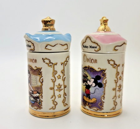 Lenox Disney Spice Jars  Cinnamon & Onion Snow White & Mickey Mouse BNIB3