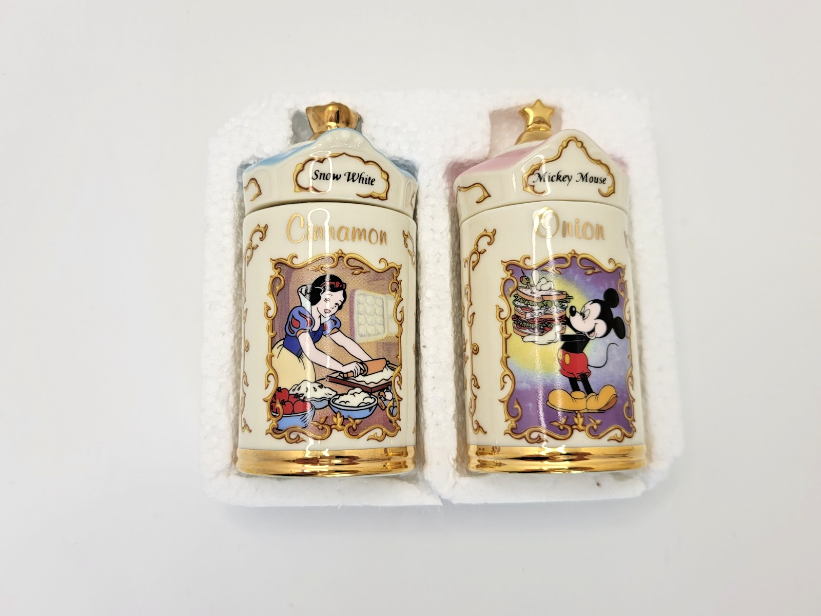 Lenox Disney Spice Jars  Cinnamon & Onion Snow White & Mickey Mouse BNIB15