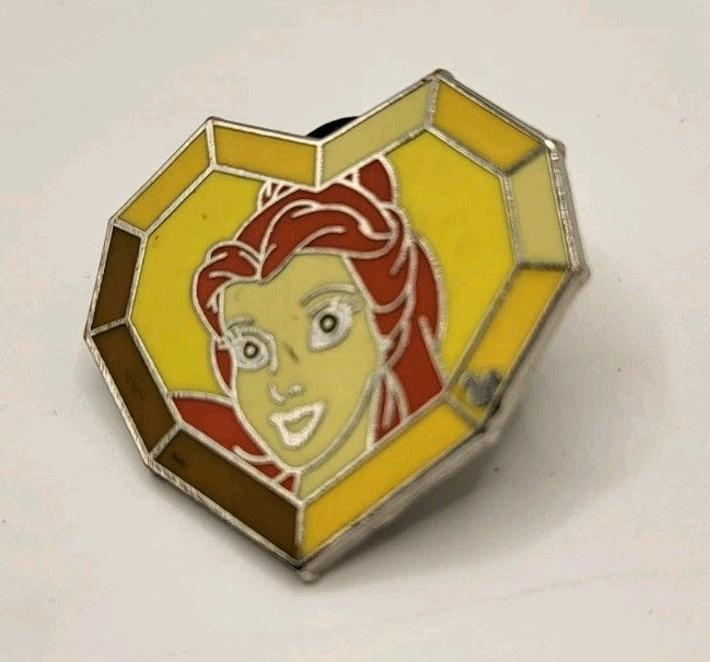 Disney Hidden Mickey Pin Belle Beauty and the Beast Stained Glass Heart Princess1