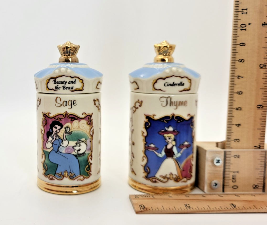 Lenox Disney Spice Jars Sage & Thyme Beauty & The Beast Belle & Cinderella BNIB8