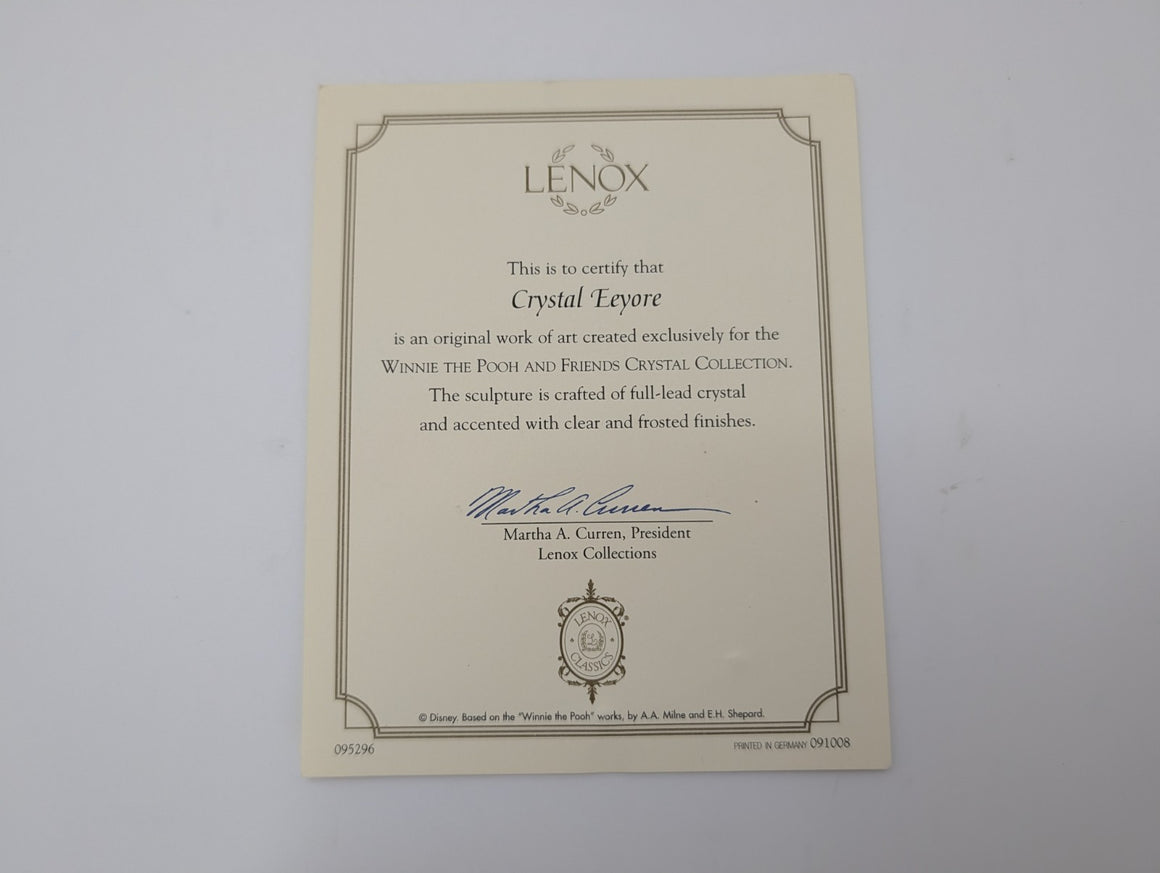 Lenox Disney Eeyore crystal figurine 095296 boxed with certificate - view 15