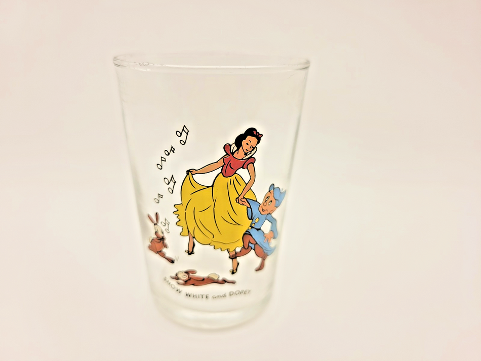 Vintage Disney Snow White Dopey Glass Tumbler 1980s 1990s Collectible Snow White0