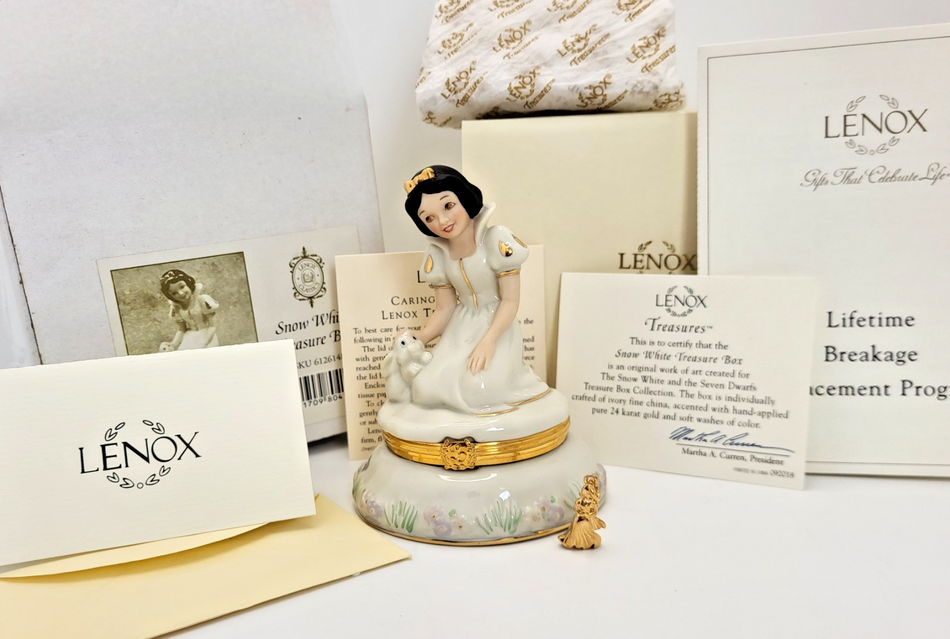 Lenox Disney Snow White Treasure Trinket Box 6126148 COMPLETE Boxed COA - Rare0