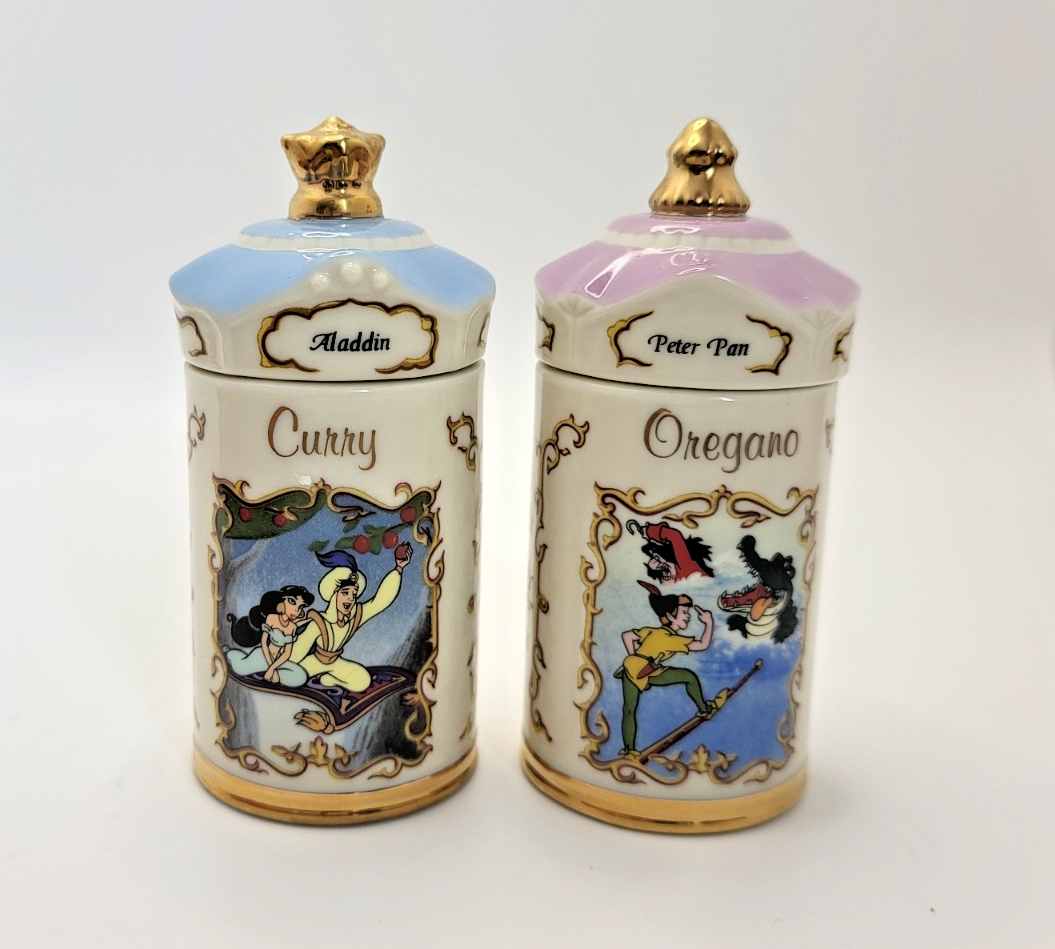 Lenox Disney Spice Jars Curry & Oregano Aladdin & Peter Pan Brand New In Box2