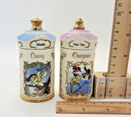 Lenox Disney Spice Jars Curry & Oregano Aladdin & Peter Pan Brand New In Box9