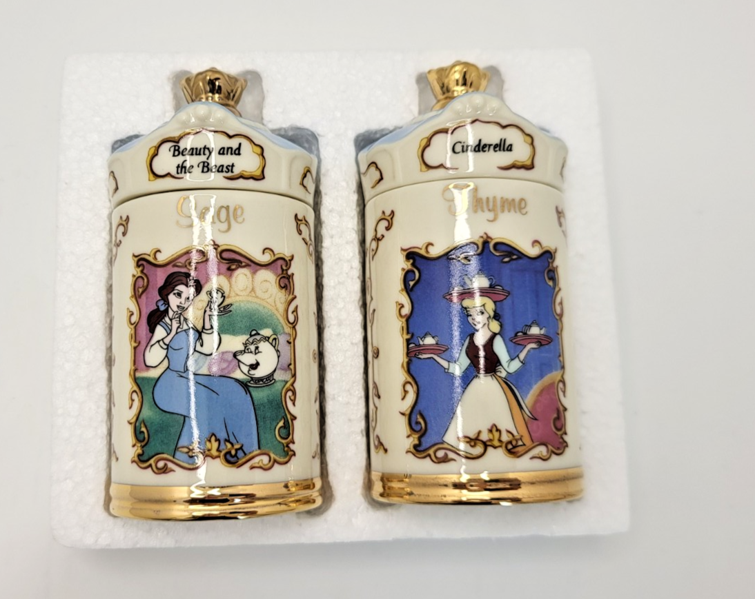 Lenox Disney Spice Jars Sage & Thyme Beauty & The Beast Belle & Cinderella BNIB15