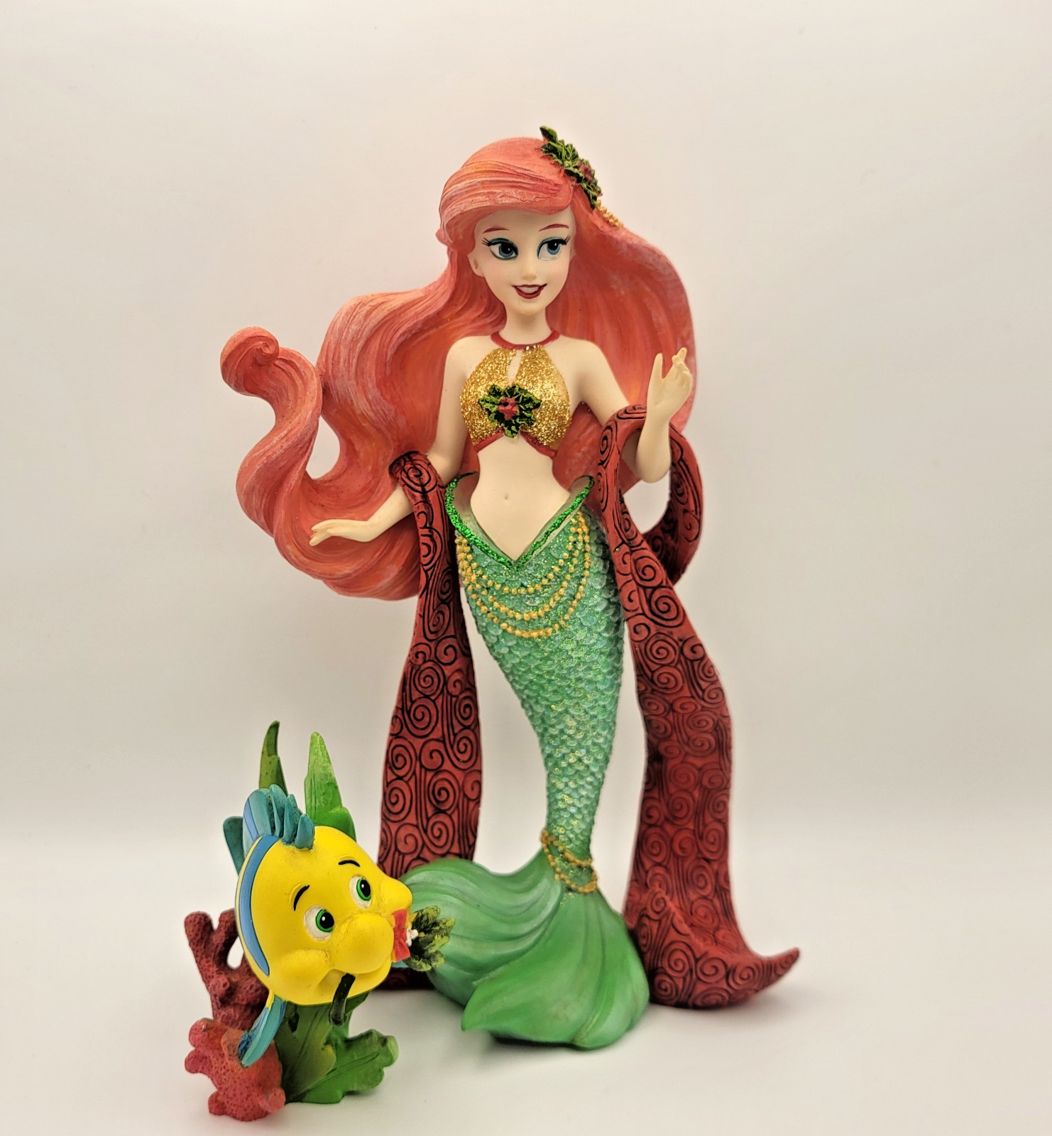 Disney Showcase Ariel & Flounder Christmas Figurine – Enesco Little Mermaid0
