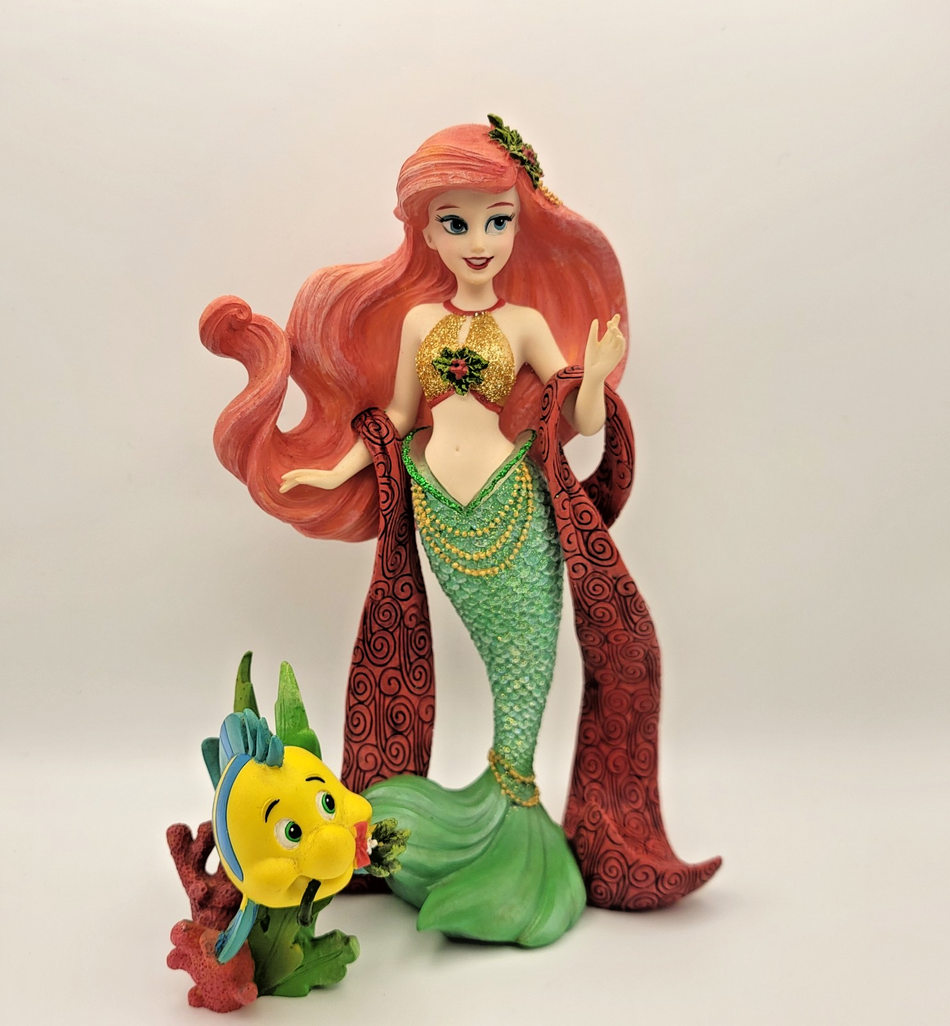 Disney Showcase Ariel & Flounder Christmas Figurine – Enesco Little Mermaid0