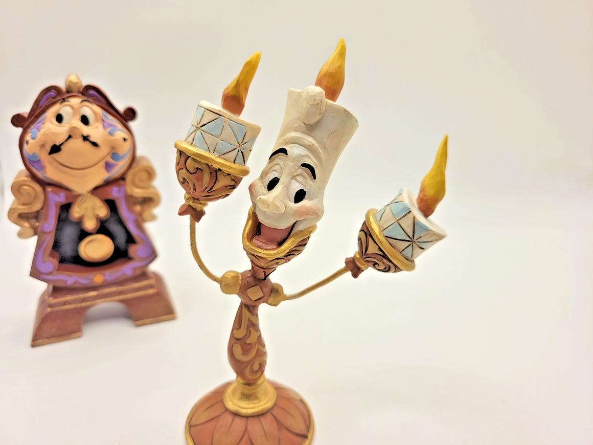 Disney Traditions Lumiere & Cogsworth Figurines Ooh La La Keeping Watch Boxed12