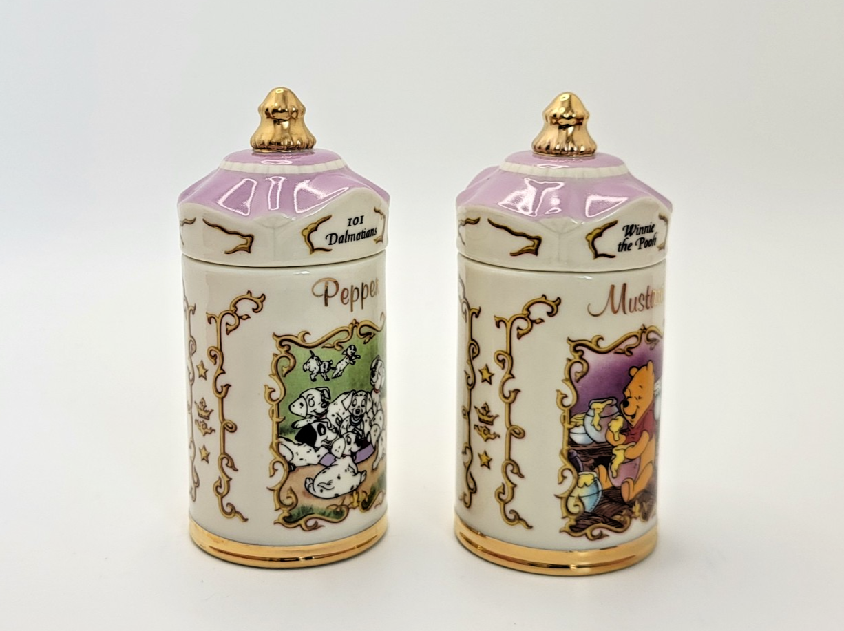 Lenox Disney Spice Jars  Pepper & Mustard  101 Dalmations & Winnie The Pooh BNIB8