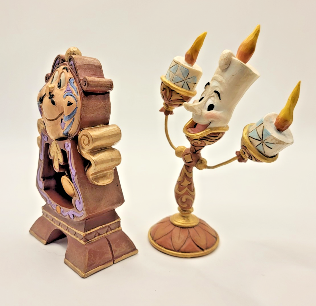 Disney Traditions Lumiere & Cogsworth Figurines Ooh La La Keeping Watch Boxed5