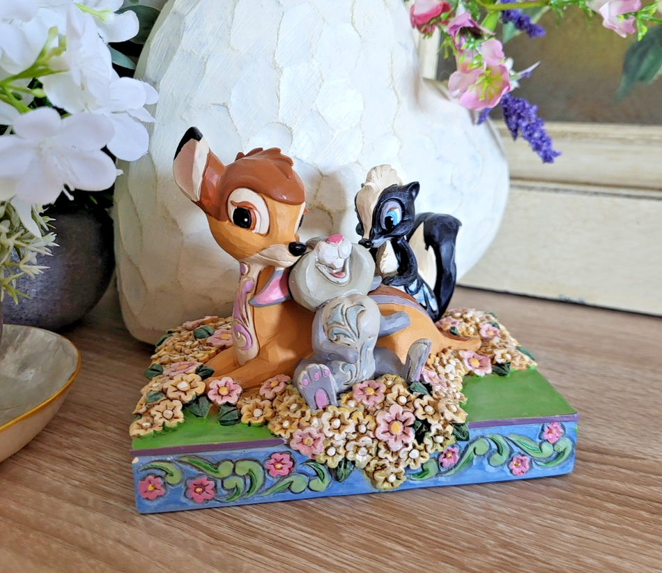Disney Traditions Childhood Friends Figurine Bambi Thumper Flower Ornament Shore0