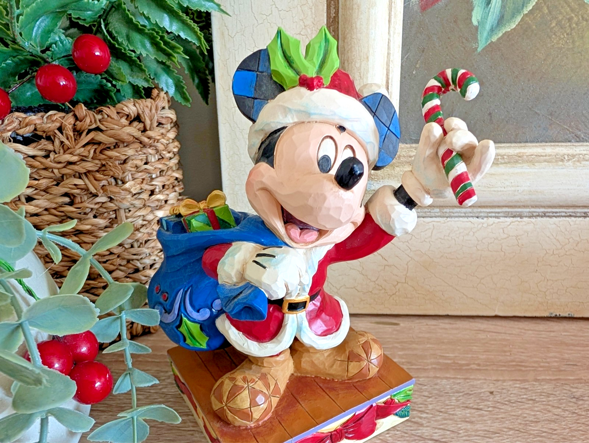 Disney Traditions Mickey Mouse Bringing Holiday Cheer 4052002 boxed figurine - left side view