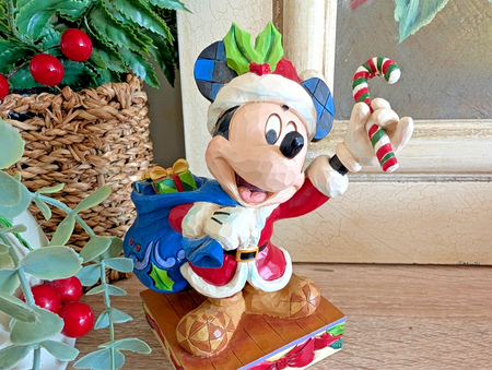 Disney Traditions Mickey Mouse Bringing Holiday Cheer 4052002 boxed figurine - left side view