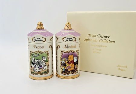 Lenox Disney Spice Jars  Pepper & Mustard  101 Dalmations & Winnie The Pooh BNIB0