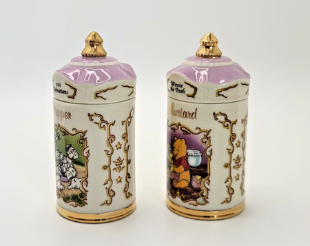 Lenox Disney Spice Jars  Pepper & Mustard  101 Dalmations & Winnie The Pooh BNIB3