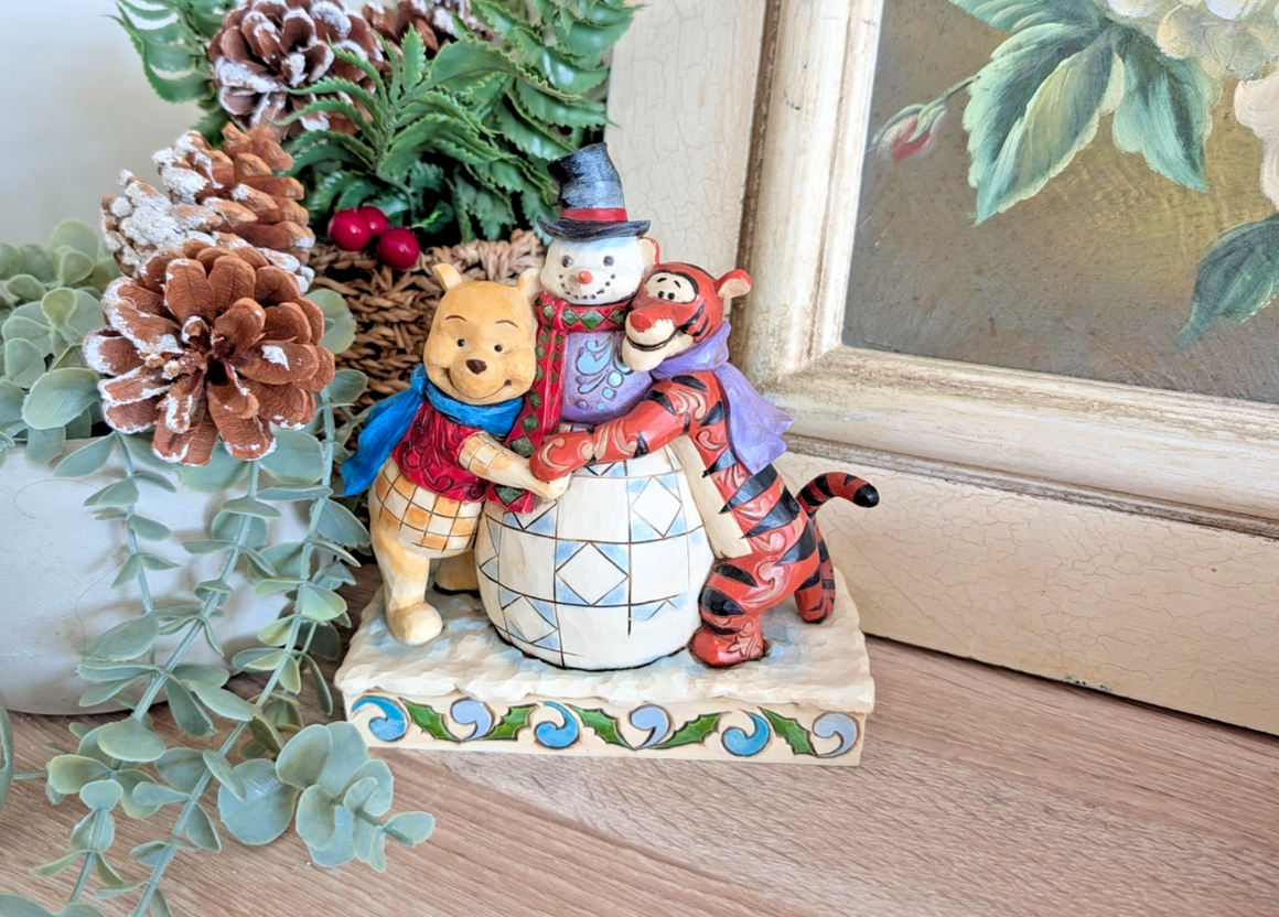 Disney Traditions Winter Hugs Pooh Tigger snowman 4033265 boxed figurine - left side view