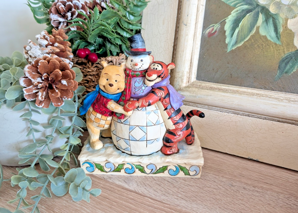 Disney Traditions Winter Hugs Pooh Tigger snowman 4033265 boxed figurine - left side view